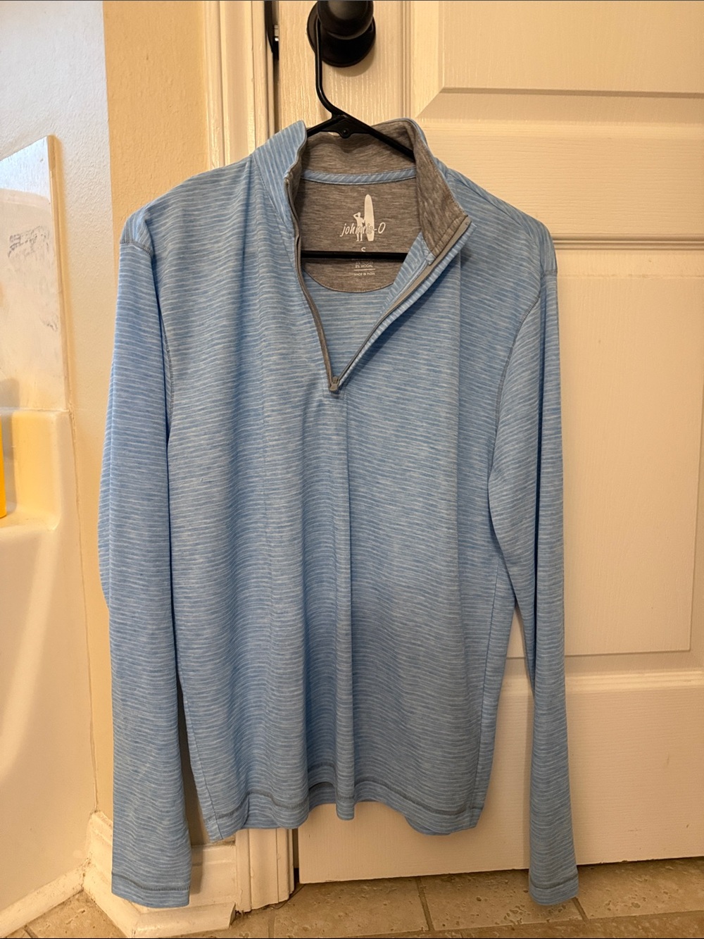 Light Blue Quarter-Zip Men's Sweater - Johnny-O tech material